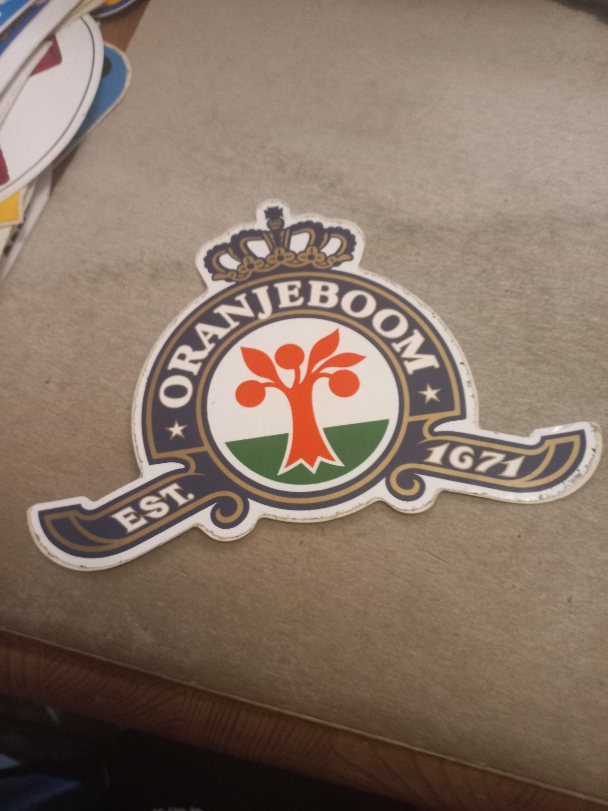 Vintage Oranjeboom Bier Sticker Est. 1671, Verzamelen, Ophalen of Verzenden, Zo goed als nieuw