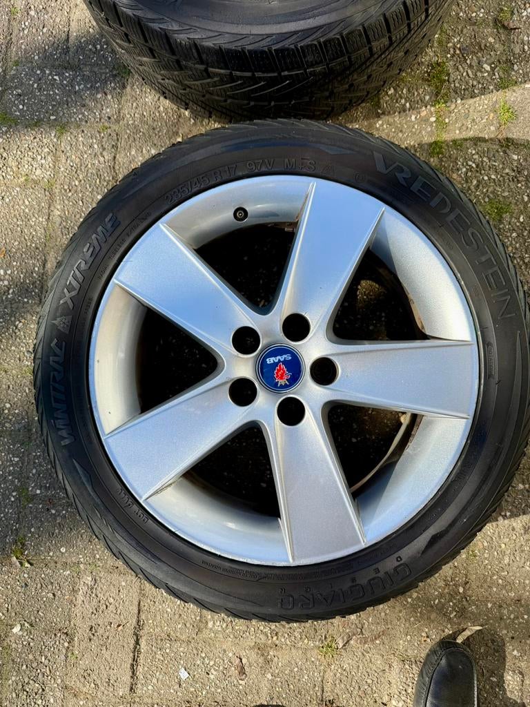 Saab alu59 17” velgen origineel Saab, Auto-onderdelen, Banden en Velgen, Gebruikt, Velg(en), 17 inch, Personenwagen