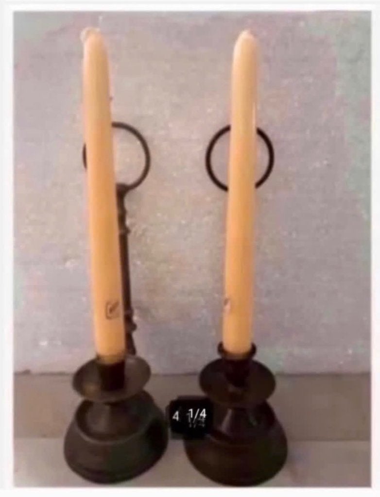 2 x Brocante koperen kandelaren, kunnen ook hangen, Ophalen of Verzenden, X, Kandelaar, X