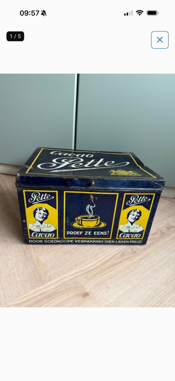 Pette cacao blik, Verzamelen, Blikken, Ophalen of Verzenden