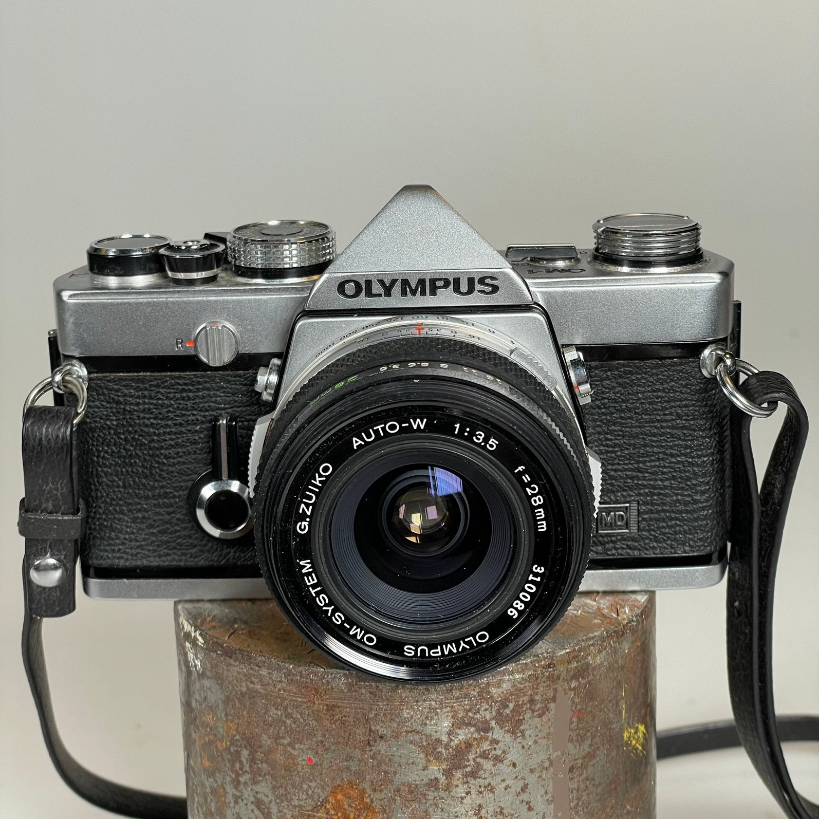Olympus OM-1 spiegelreflex camemra met 28mm f3.5 lens, Ophalen, Gebruikt, Spiegelreflex, Olympus