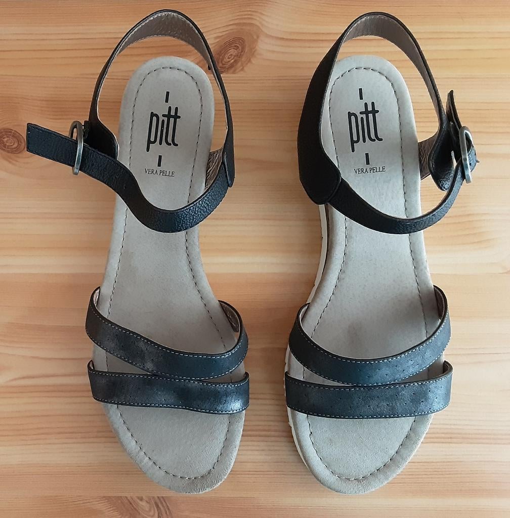 PITT lederen sandalen mt. 41...nieuw!, Zwart, Nieuw, Sandalen of Muiltjes, Ophalen of Verzenden