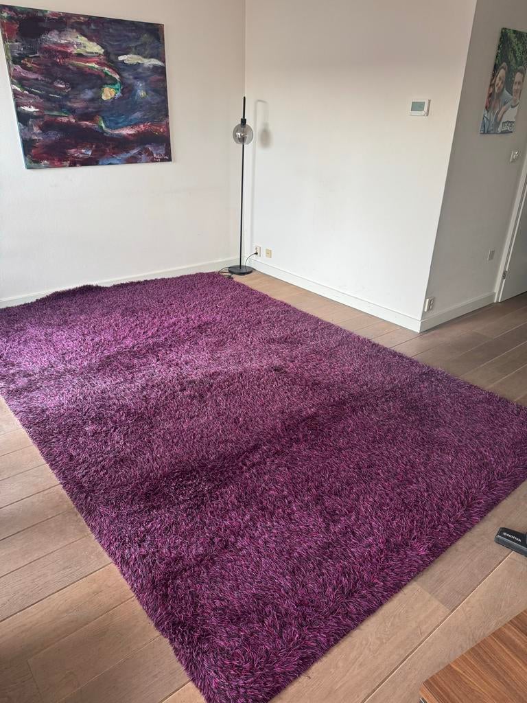Vloerkleed tapijt 225x340 hoogpolig paars, Ophalen, Gebruikt, Rechthoekig, 200 cm of meer