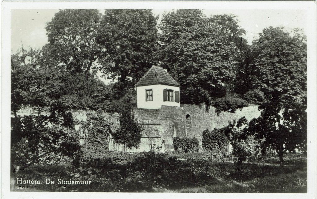 Hattem – De Stadsmuur. Gelopen Den Haag 1953., Ophalen of Verzenden, 1940 tot 1960, Gelopen, Gelderland