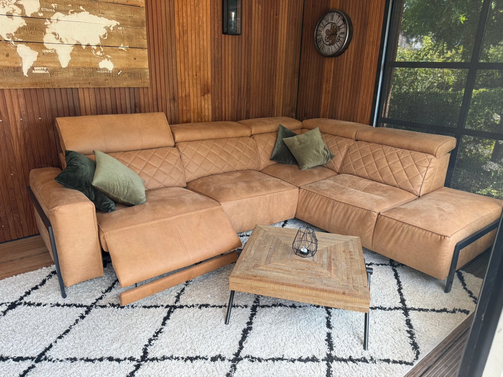 Leren hoekbank cognac, Ophalen, 250 tot 300 cm, Hoekbank, Zo goed als nieuw