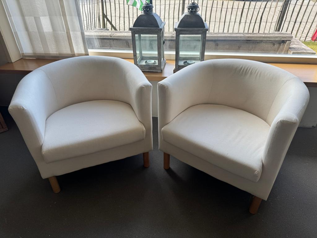 Leuke fauteuils IKEA in creme 2x, Huis en Inrichting, Fauteuils, Ophalen, Minder dan 75 cm, Zo goed als nieuw, Stof