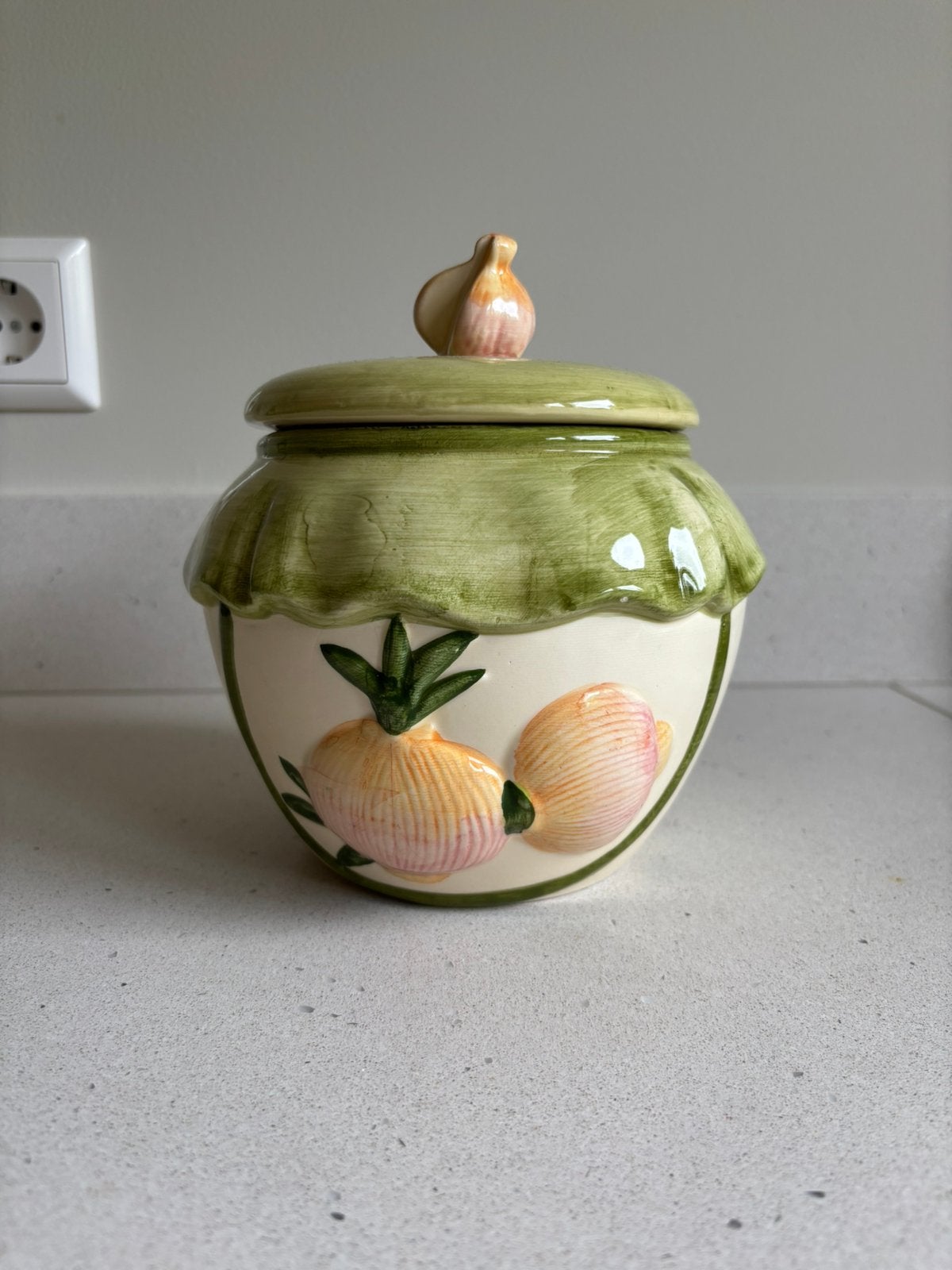 Knoflookpot of uienpot, keramiek, Huis en Inrichting, Voorraadpot, Ophalen, Gebruikt, Steen/keramiek