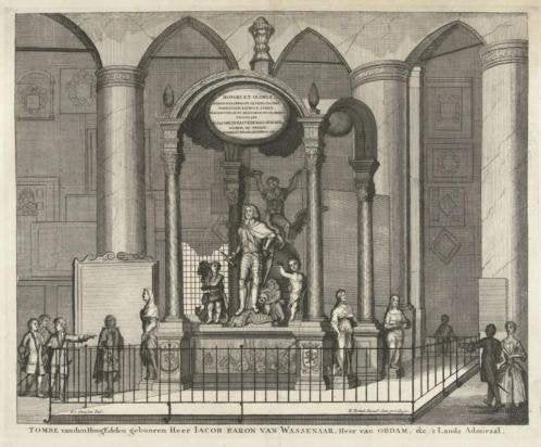 Gravure grafmonument Jacob van Wassenaer Den Haag 1730, Antiek en Kunst, Ophalen