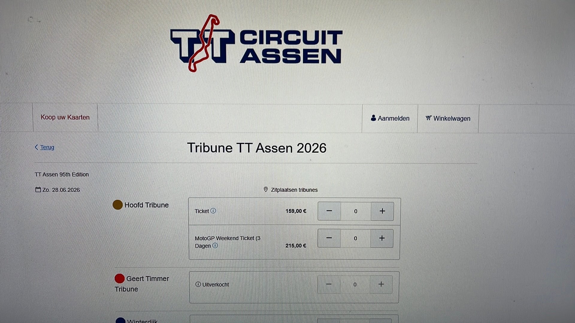 Geert Timmer tribunekaart (1), Eén persoon, Juni