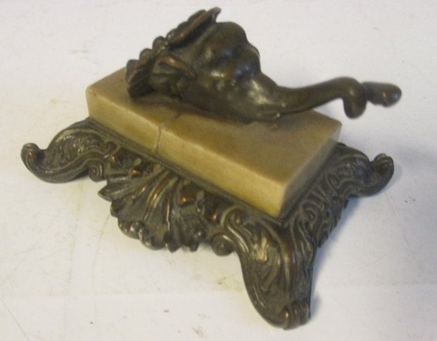 Cornucopia vaas onderstel met marmer en bronzen olifant, Verzenden