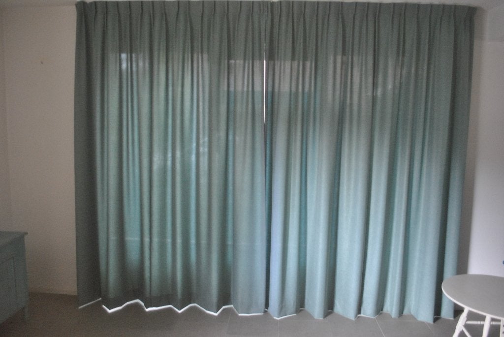Gordijnen, turquoise, 3 delen 248 cm hoog, 660 cm breed, Overige materialen, Gebruikt, 500 cm, Lichtdoorlatend