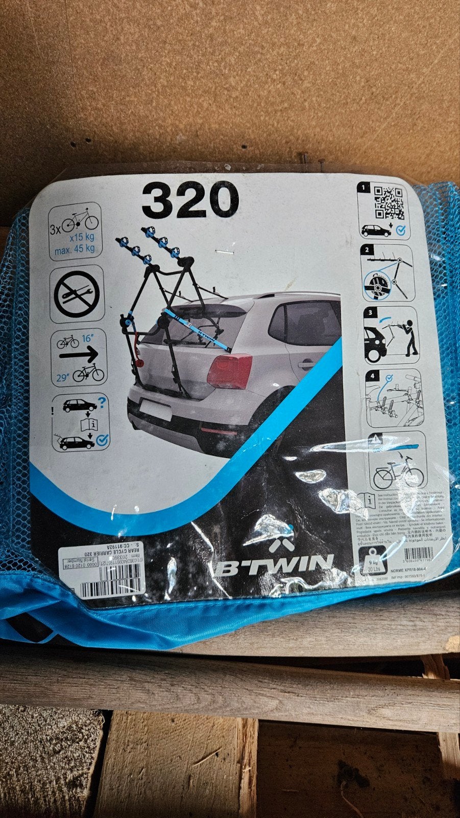 B'Twin 320 Achterklep Fietsendrager voor 3 fietsen, Ophalen, 3 fietsen of meer, Zo goed als nieuw, Achterklepdrager
