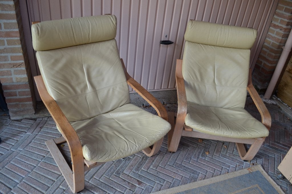 Stoel Ikea Fauteuil POANG Creme 2 stuks, Huis en Inrichting, Stoelen, Ophalen, Gebruikt, Twee, Overige kleuren