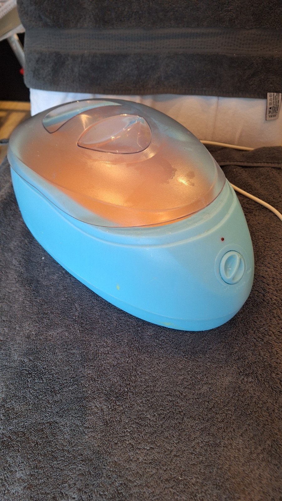 Paraffinebad met perzik paraffine en handschoenen, Ophalen, Zo goed als nieuw, Overige typen