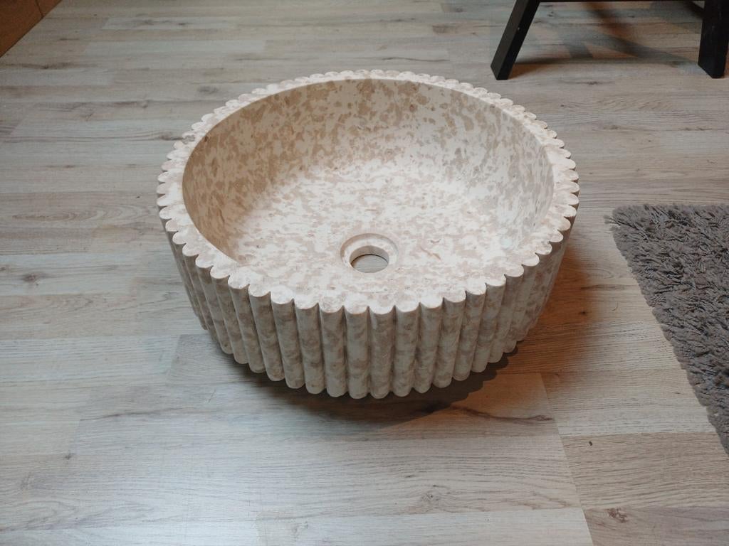 Waskom met streepjes, diameter 40.5cm, marmer, Ophalen of Verzenden, Zo goed als nieuw, Rond, Steen of Aardewerk