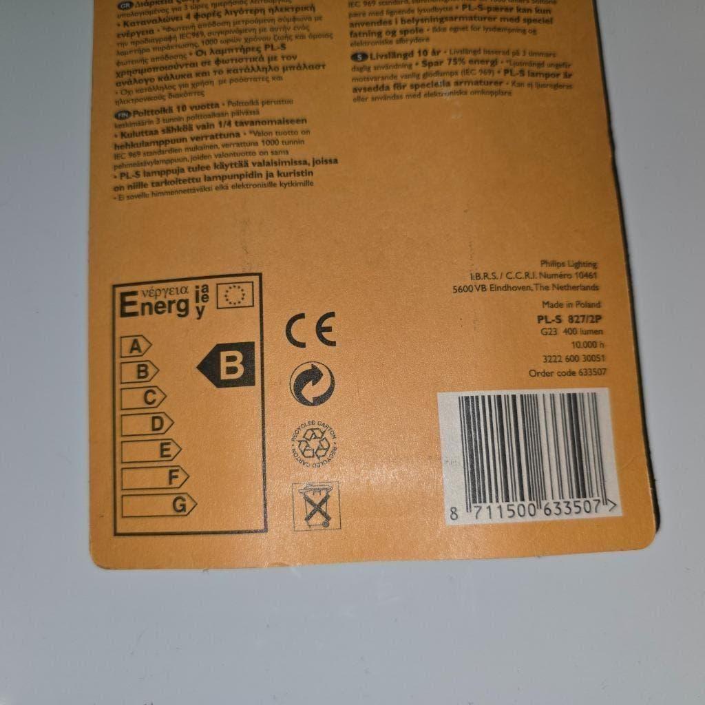 Philips PL-S lampen spaarlamp 7 watt, Huis en Inrichting, Lampen | Losse lampen, Ophalen of Verzenden, Nieuw, E27 (groot), Led-lamp
