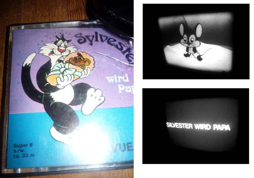 8mm film Sylvester wordt vader - zw/w - silent - 35mtr, Audio, Tv en Foto, Filmrollen, 8mm film, Ophalen of Verzenden