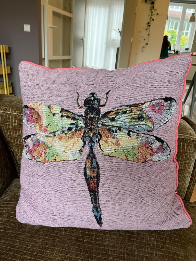 Sierkussen libelle, roze, paars, blauw, groen, Huis en Inrichting, Woonaccessoires | Kussens, Ophalen of Verzenden, Zo goed als nieuw