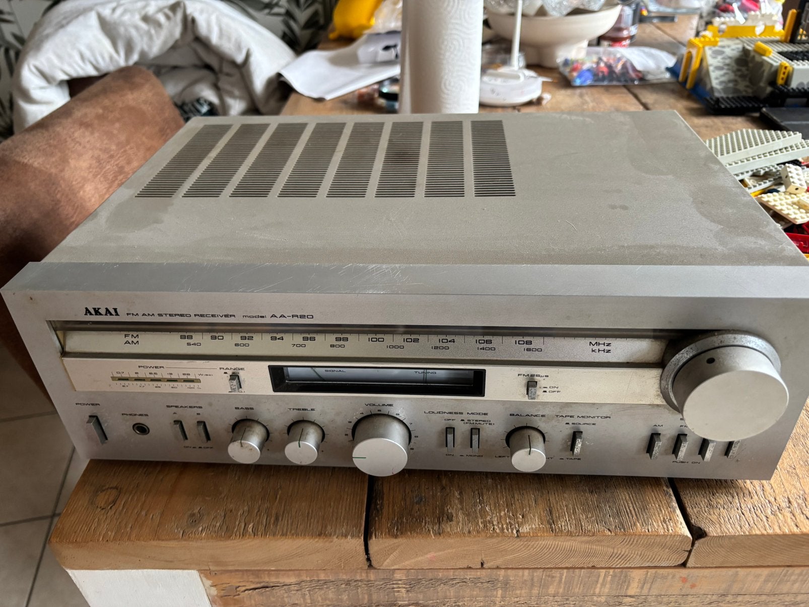 Akai AA-R20 Versterker Amplifier Receiver, Ophalen of Verzenden, Gebruikt, 120 watt of meer, Overige merken
