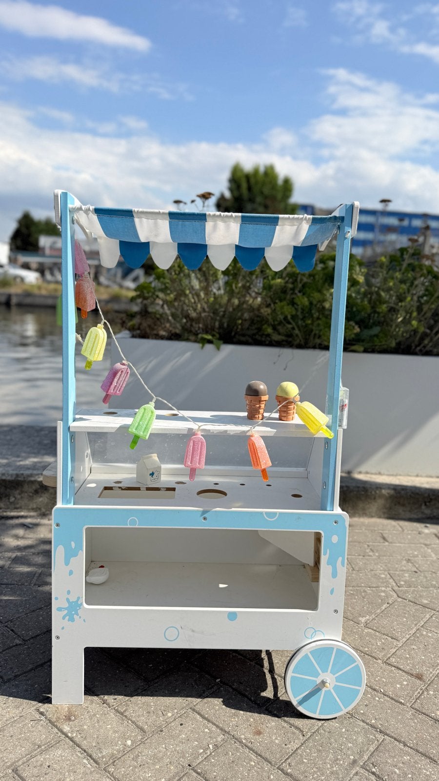 Houten ijscokar met accessoires - Hape, Ophalen, Gebruikt, Jongen of Meisje
