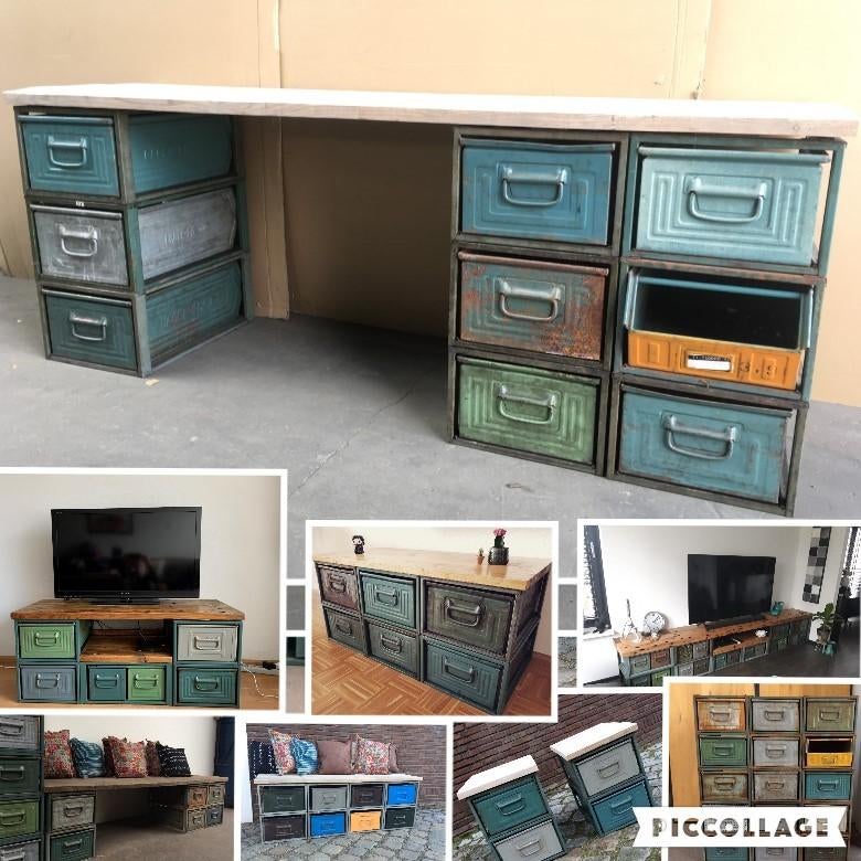 Modulaire Ladekasten TV-kast Dressoir KASTEN Opbergkast SALE, Gebruikt, Ophalen of Verzenden, Minder dan 100 cm, Metaal