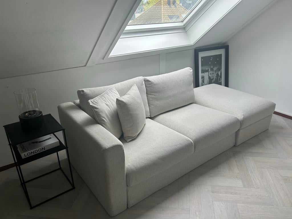 IKEA bank met poef en opbergruimte, Huis en Inrichting, Ophalen, 100 tot 125 cm, Driepersoons, Zo goed als nieuw