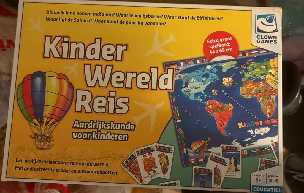 Kinder Wereld Reis - Educatief Aardrijkskunde Spel, Drie of vier spelers, Ophalen, Gebruikt