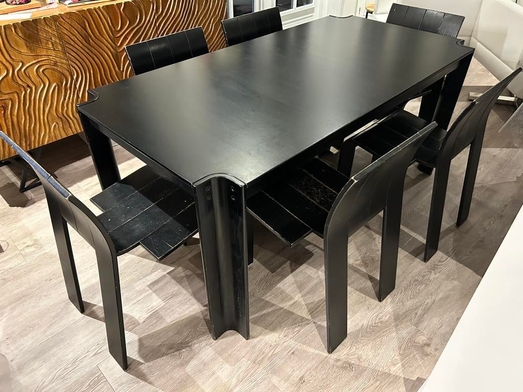 Eettafel met 6 stoelen Castelijn van Gijs Bakker, Ophalen, Gebruikt, 200 cm of meer, 50 tot 100 cm