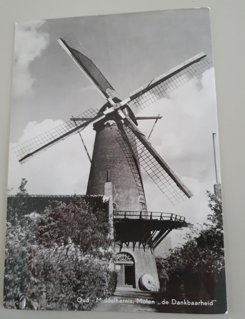 Oud-Middelharnis, ansicht, molen "de dankbaarheid ", Ophalen of Verzenden, 1960 tot 1980, Ongelopen, Zeeland