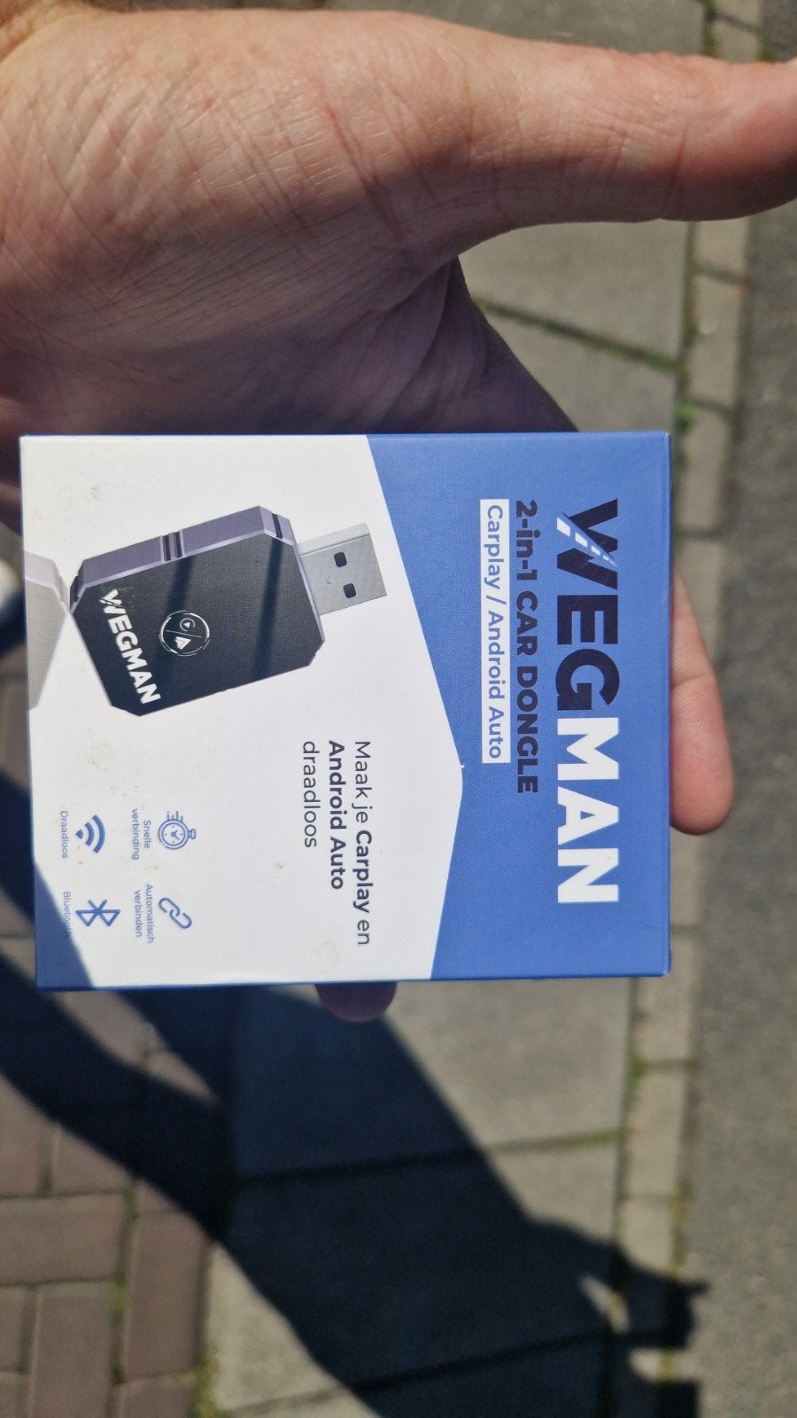 Wegman 2-in-1 Car Dongle voor draadloos Carplay/Android Auto, Ophalen of Verzenden, Zo goed als nieuw