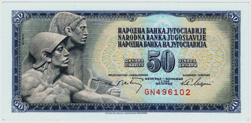 23-1439 Yugoslavie 50 dinar 1968, Postzegels en Munten, Bankbiljetten | Europa | Niet-Eurobiljetten, Ophalen of Verzenden, Overige landen