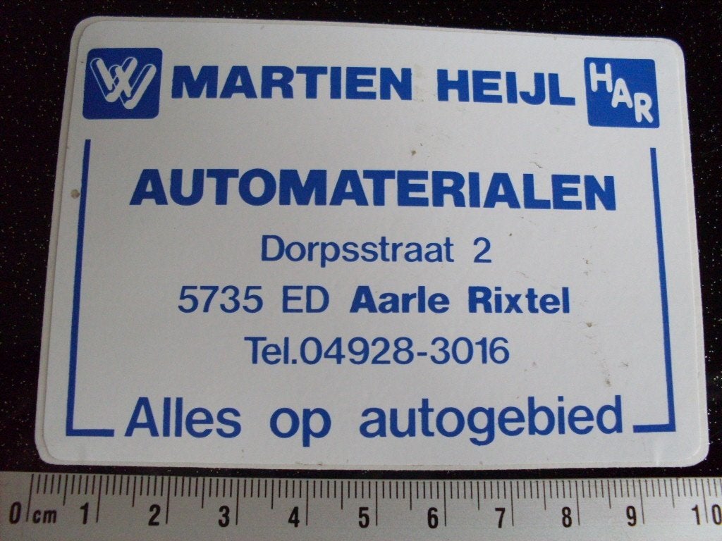 sticker Martien Heijl automaterialen aarle rixtel logo, Verzenden, Zo goed als nieuw, Bedrijf of Vereniging