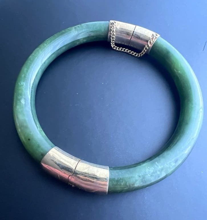Vintage Jade Armband met Sluiting, Overige materialen, Gebruikt, Ophalen of Verzenden, Met edelsteen