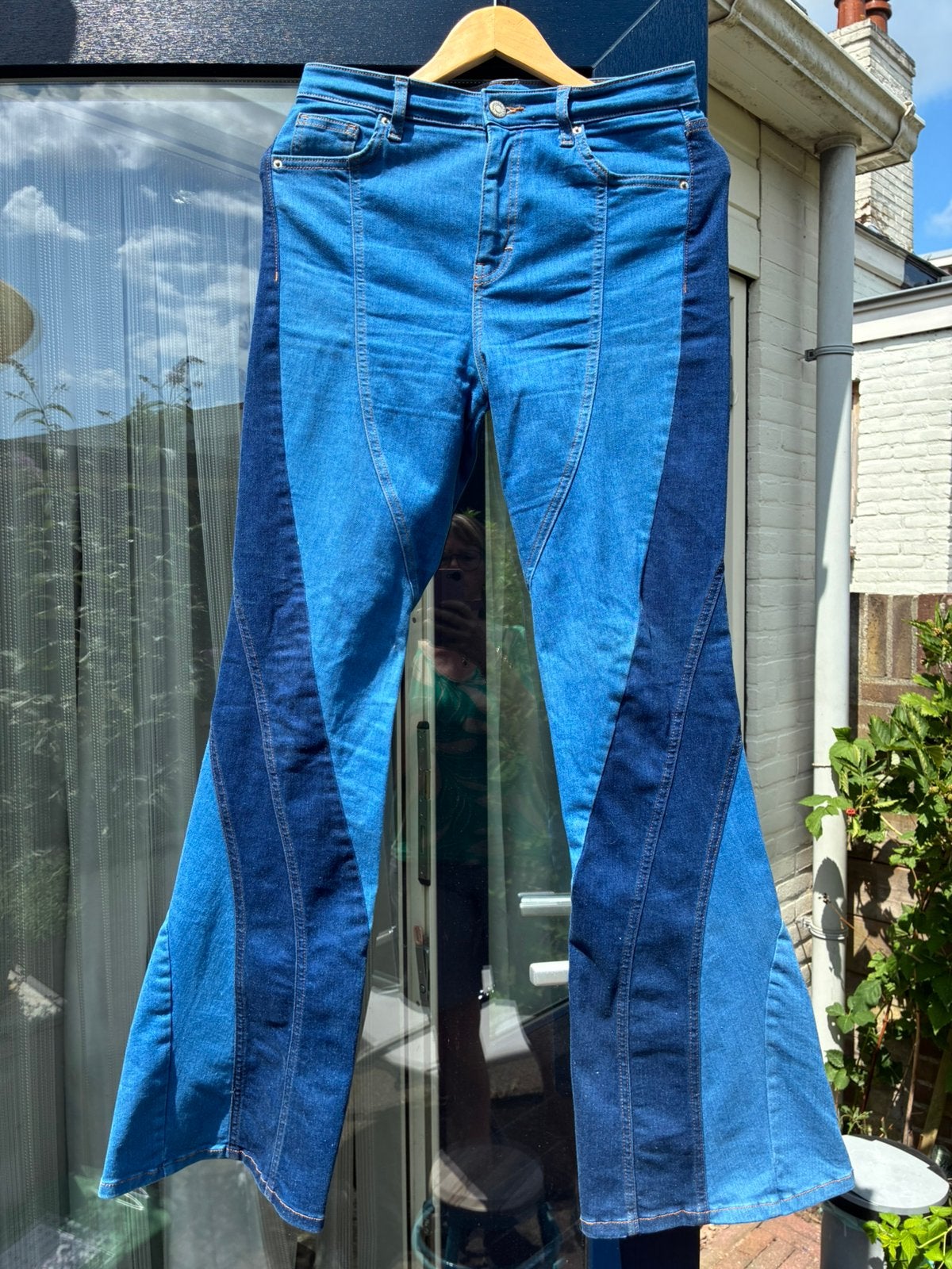 Topshop patchwork jeans 30/32, Ophalen of Verzenden, Zo goed als nieuw, Blauw, W30 - W32 (confectie 38/40)