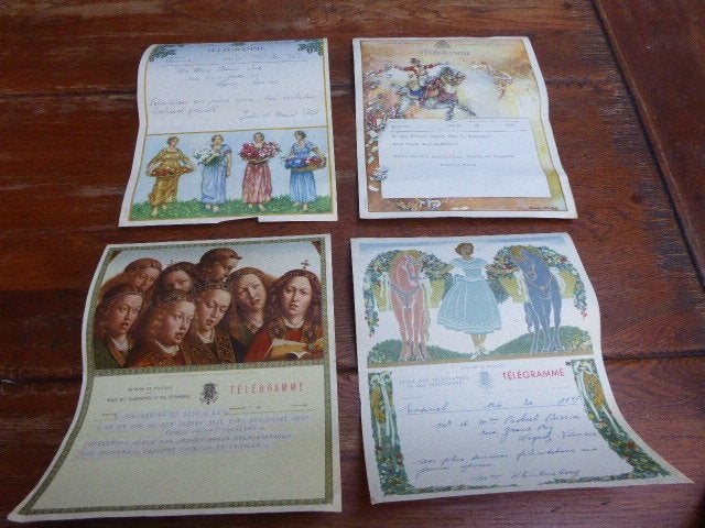 4 Belgische gelukstelegrammen (1), Antiek en Kunst, Ophalen of Verzenden