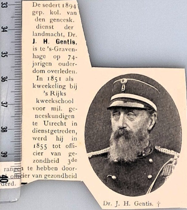 Leger 1908:Gep. Kol.Geneesk.d. landmacht Gentis is overleden, Verzenden, Voor 1940, Gebruikt, Overige onderwerpen
