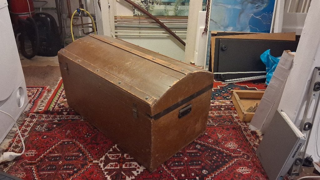 Antieke houten kist / dekenkist / reiskoffer, Antiek en Kunst, Ophalen