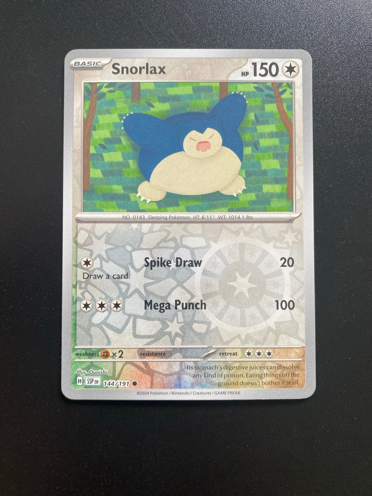 Snorlax 144/191 Reverse Holo Pokémon Surging Sparks, Ophalen of Verzenden, Nieuw, Losse kaart, Foil