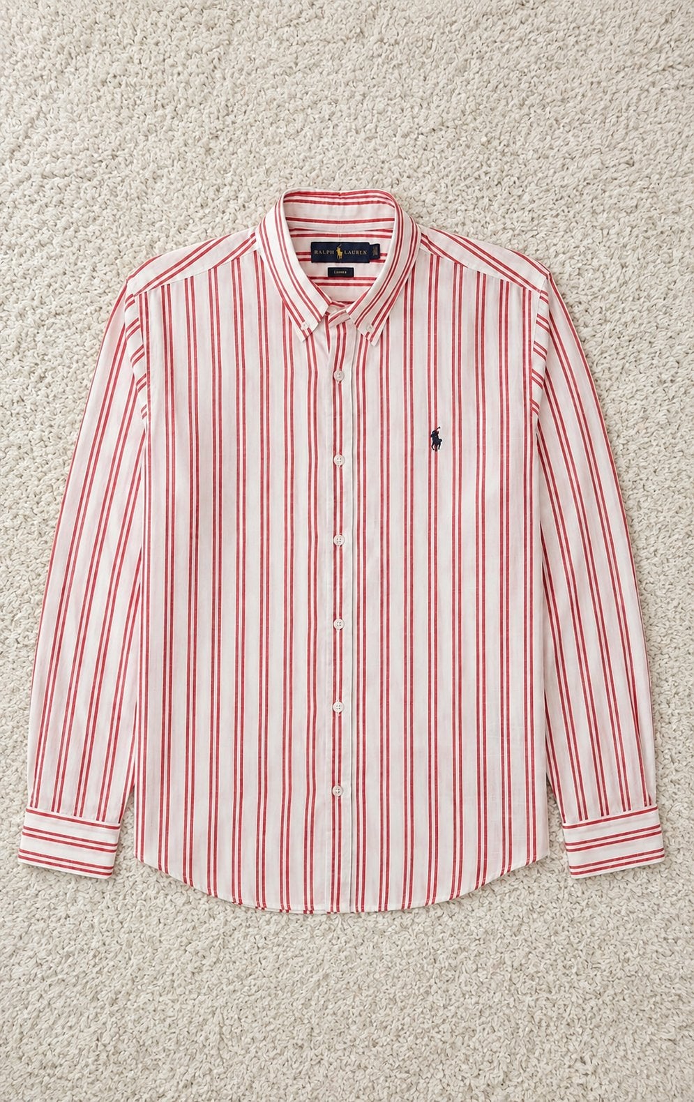 Ralph Lauren gestreept overhemd blouse - Classic Fit, Ophalen of Verzenden, Zo goed als nieuw, Rood