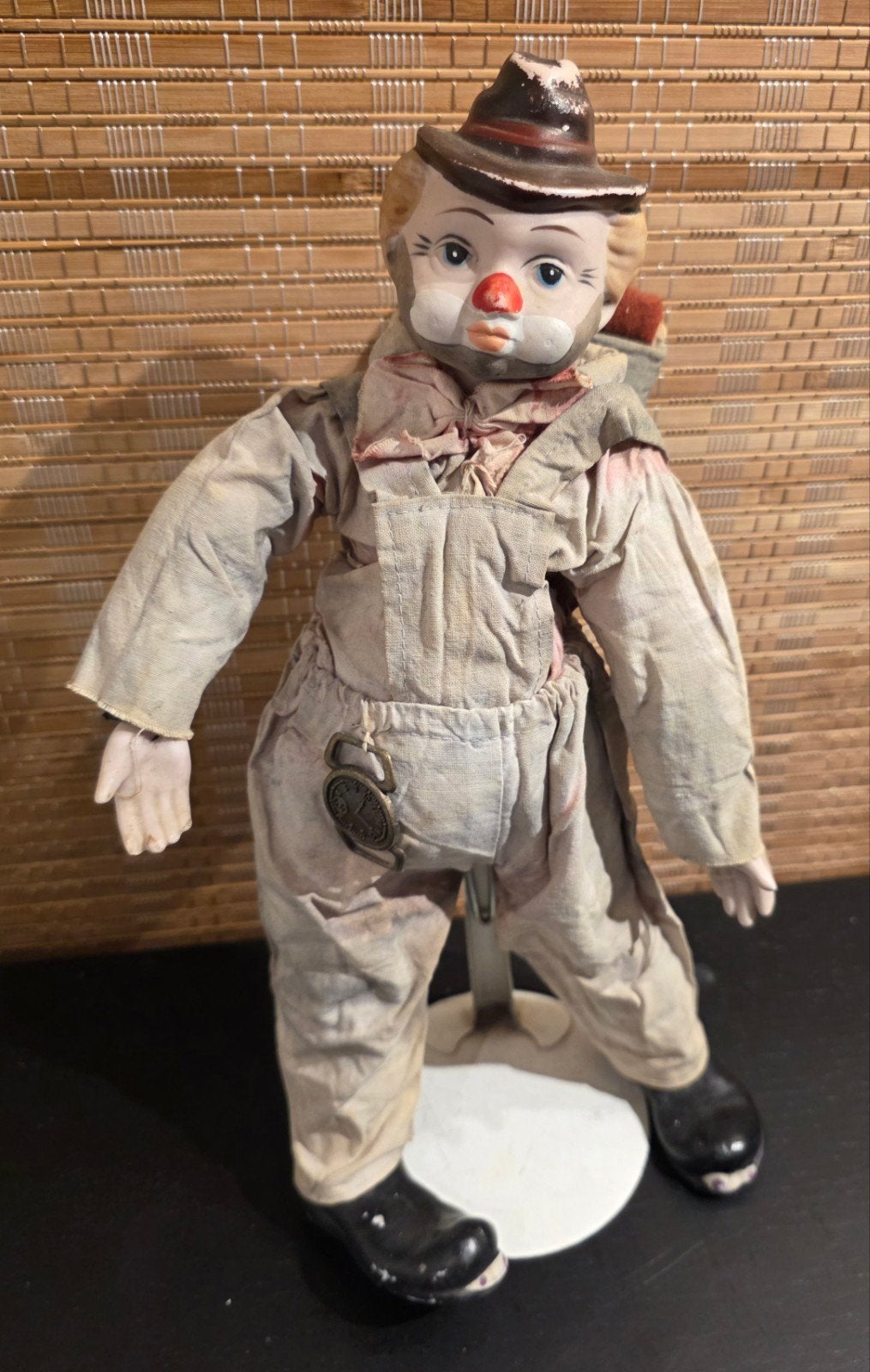 Vintage Porseleinen Clown Pop - Uniek Verzamelobject, Verzamelen, Poppen, Ophalen of Verzenden, Gebruikt, Pop