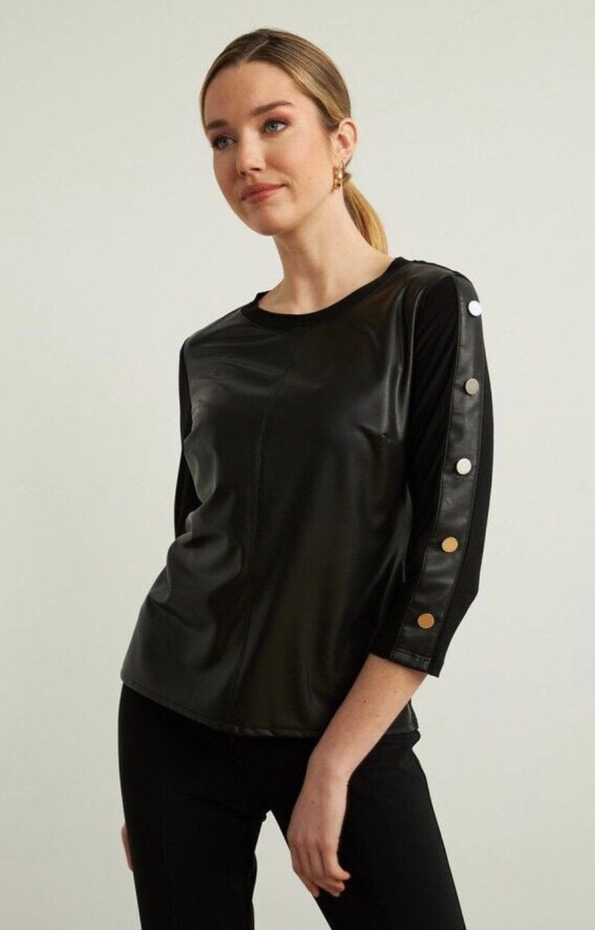 Ribkoff luxe zwarte top 3/4 mouw zilveren details maat 38, Maat 38/40 (M), Verzenden, Zwart, Nieuw