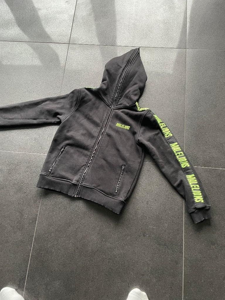 Malelions hoodie zwart met neon details maat 152, Kinderen en Baby's, Kinderkleding | Maat 152, Gebruikt, Malelions, Trui of Vest