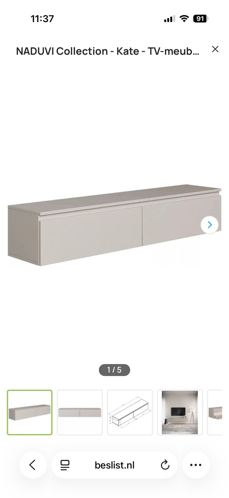 Tv meubel greige NIEUW, Ophalen, Nieuw, 200 cm of meer, Minder dan 100 cm