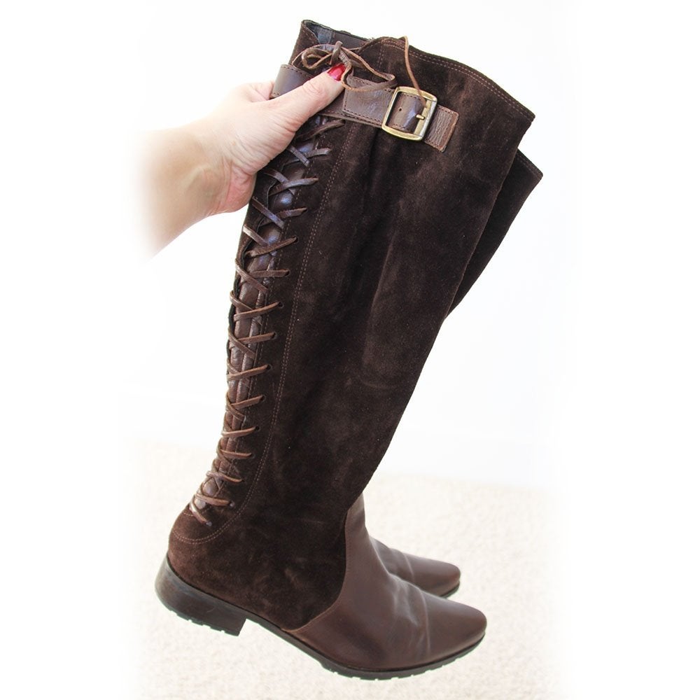 Prachtige Bruin Suede Via Vai Laarzen s27 (Maat 41) € 95,-, Via Vai, Hoge laarzen, Bruin, Ophalen of Verzenden