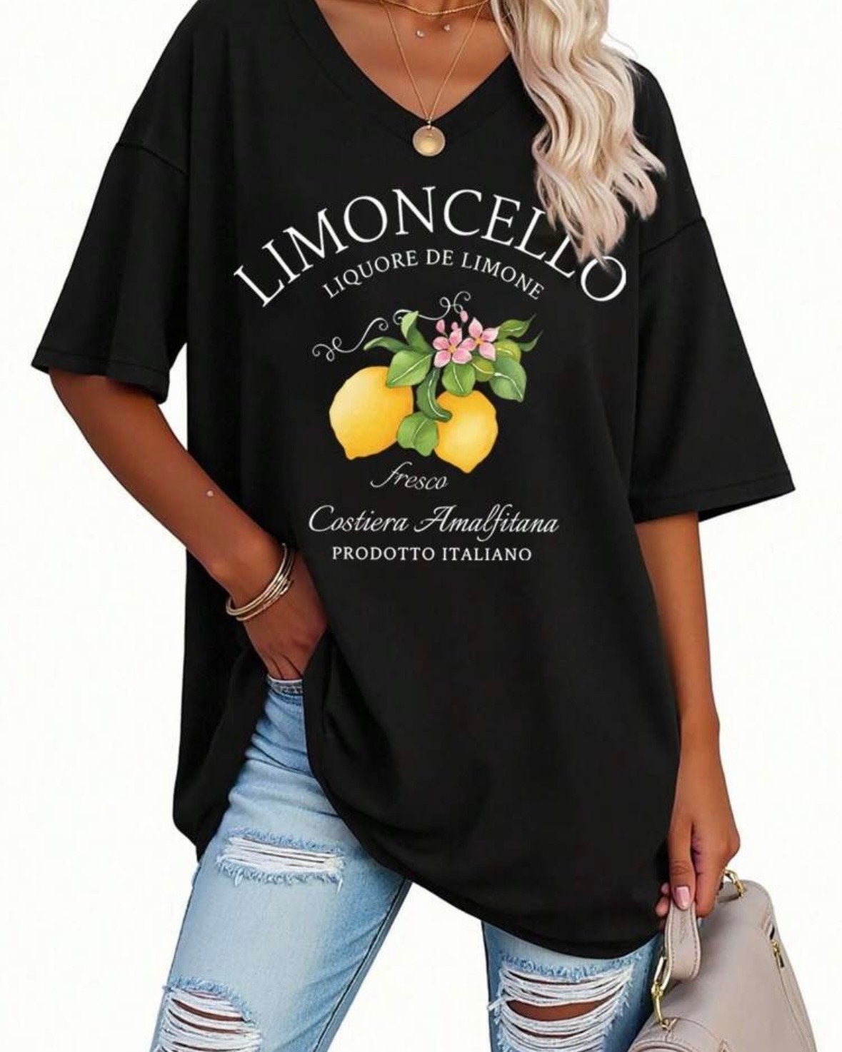 Zwart T-shirt met Limoncello print (44-54), Verzenden, Nieuw, Zwart, Shirt of Top