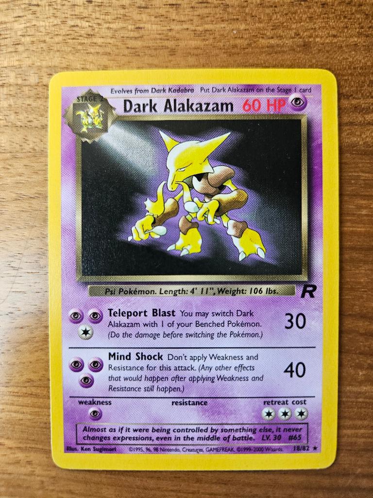 Dark Alakazam, Non Holo, 18/82, Team Rocket, Excellent, Ophalen, Zo goed als nieuw, Losse kaart