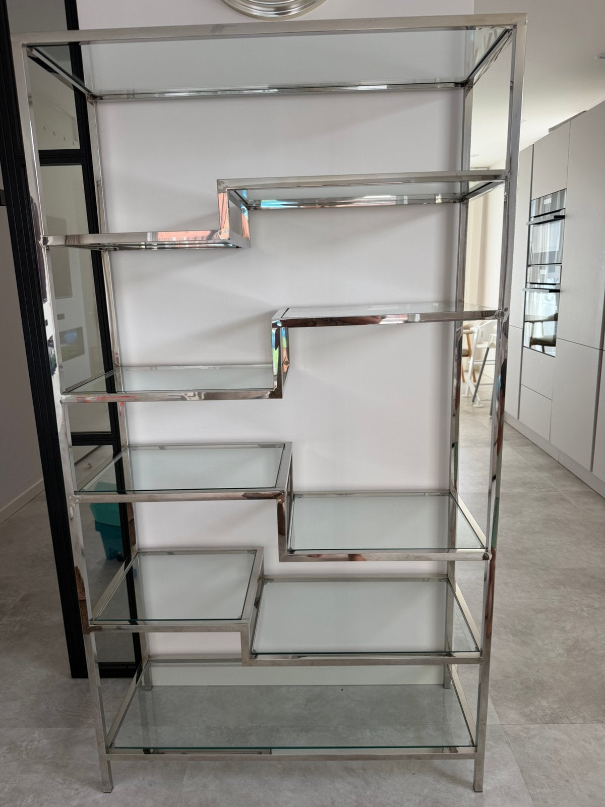 Stellingkast/wandkast chroom zilver met glas, Ophalen, Gebruikt