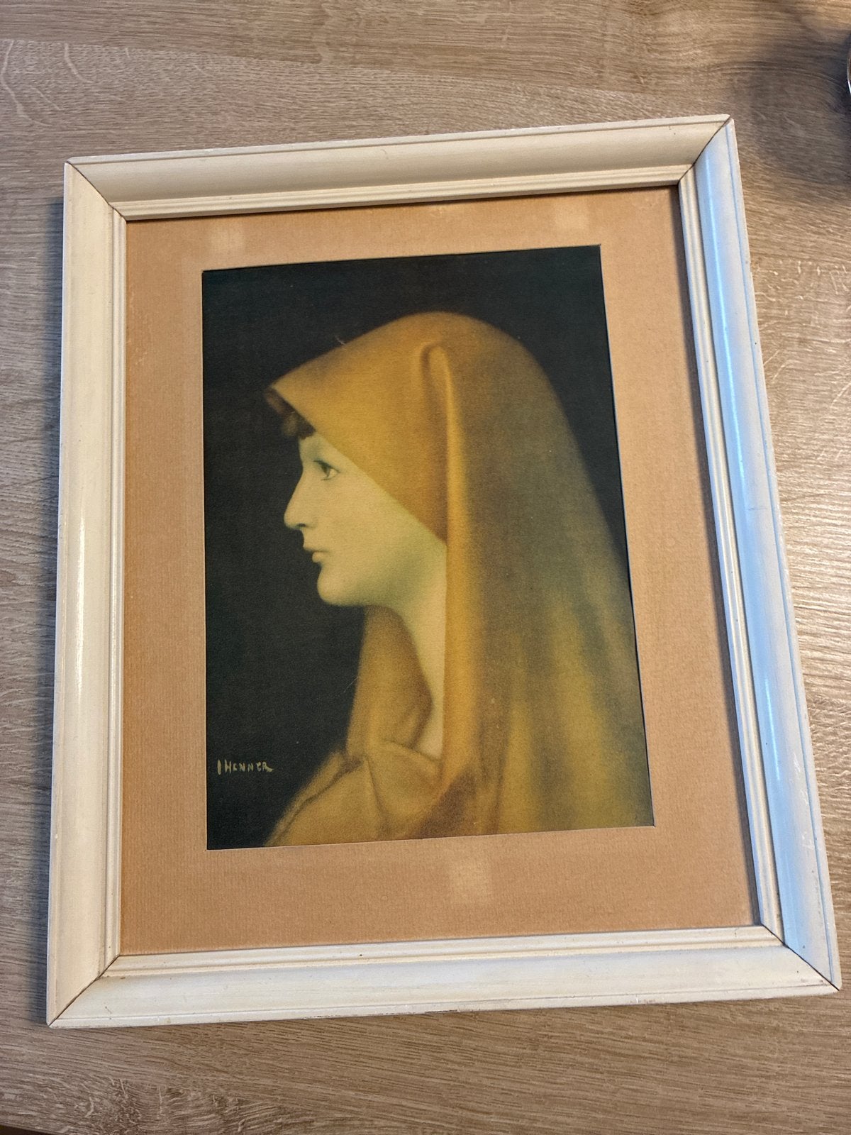Klassiek portret van een vrouw met hoofddoek, ingelijst, Portret of Personen, Ophalen of Verzenden, Klassiek, Print