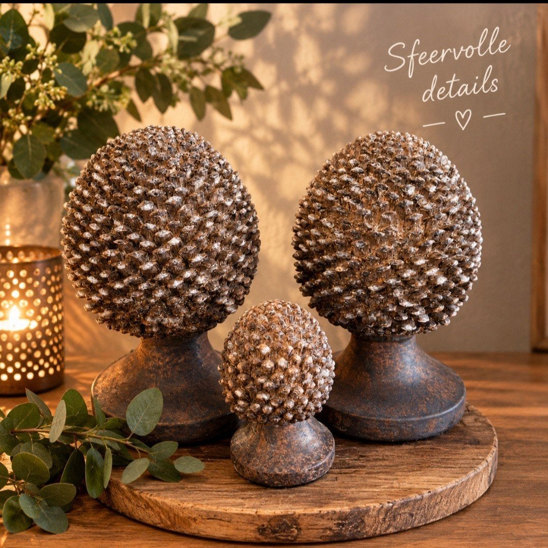 Set van 3 decoratieve dennenappels, Ophalen of Verzenden