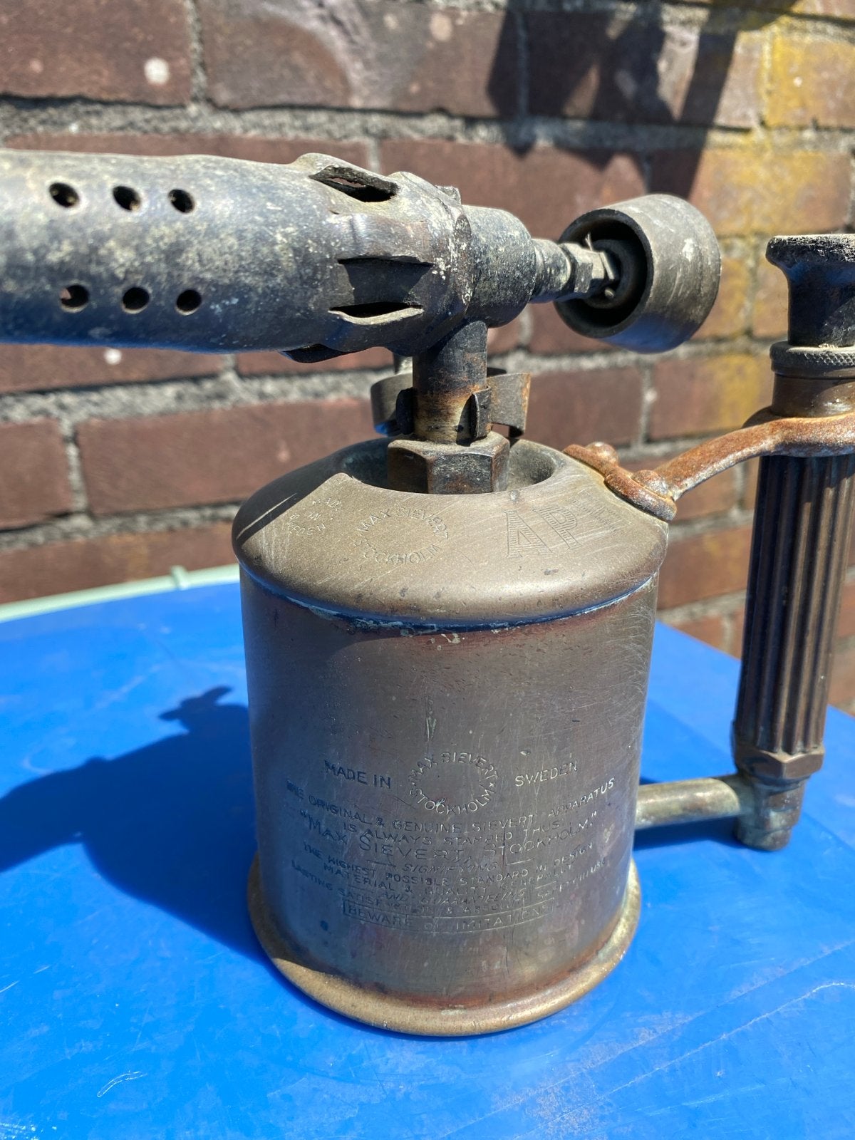 Antieke Max Sievert Soldeerlamp - Benzinebrander Zweden, Antiek en Kunst, Ophalen